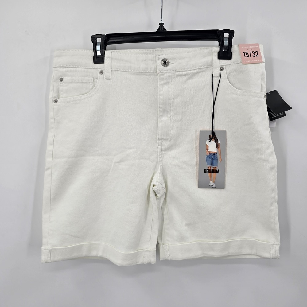 Celebrity Pink White Bermuda Shorts